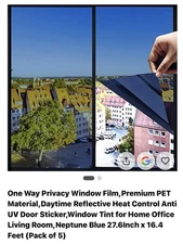 Neptune Blue Window Film 27.6x16.4in PET Pack of 5 Reflective Heat Control