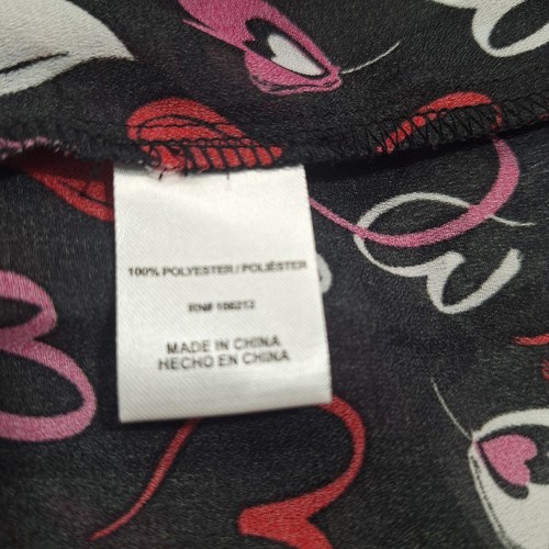 Ninety Clothing Co Women's Top Size L Blouse Hearts Colorful Ruched Long Sleeve - Picture 9 of 10