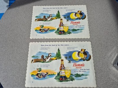 Lot Of 2 Vintage c. 1960's 70s NOS Hamm's Hamms Beer Paper Placemat Signs