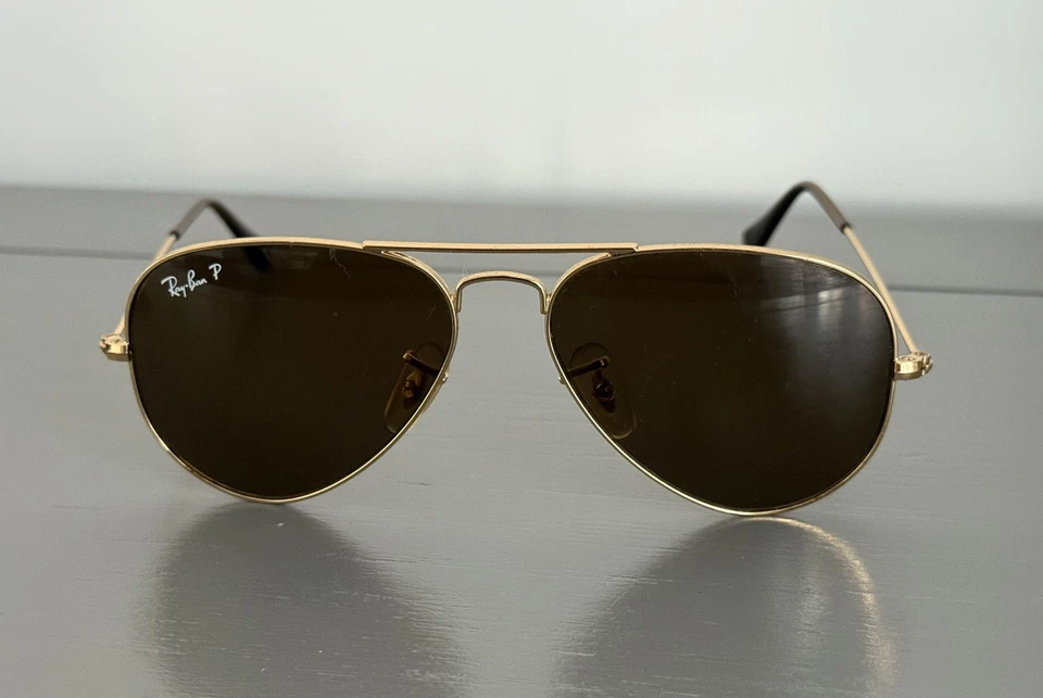 Ray Ban RB3025 3025 001/P1  Aviator Sunglasses - Gold / Green, photo 4 of 5