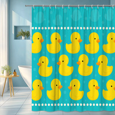 Cute Yellow Duck Shower Curtain for Kids Bathroom Decor