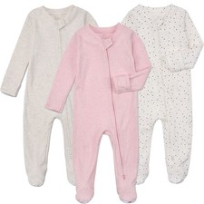 Baby Footie Pajamas with Mittens - 3Pcs Infant Cotton Footed Piece Sleepwear ...