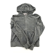 Vintage Juicy Couture Womens Grey Velour Zip-Up Hoodie Size M
