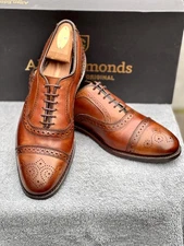 Allen Edmonds Strand Men's Leather Cap-Toe Oxfords Sz 9D Walnut w/ Patinas 