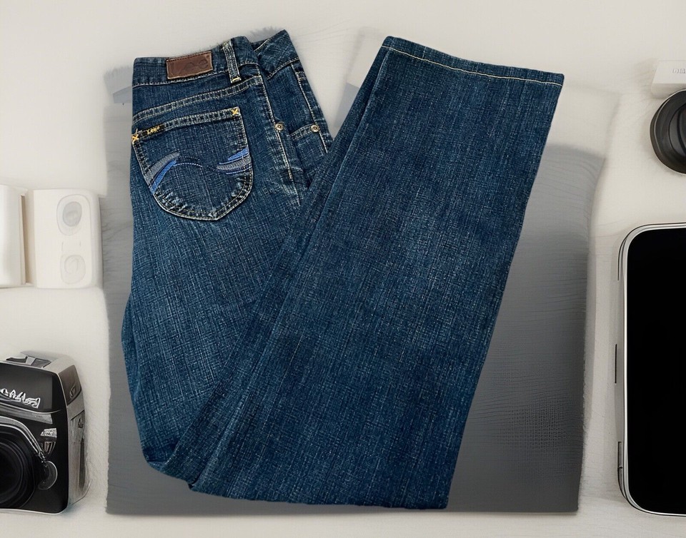 Lee Dark Blue Flared Denim Jeans-Casual-Comfy-Retro-Size 28