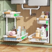 2-Pack Under Sink Organizer, 2-Tier Pull Out Cabinet Storage Shelf