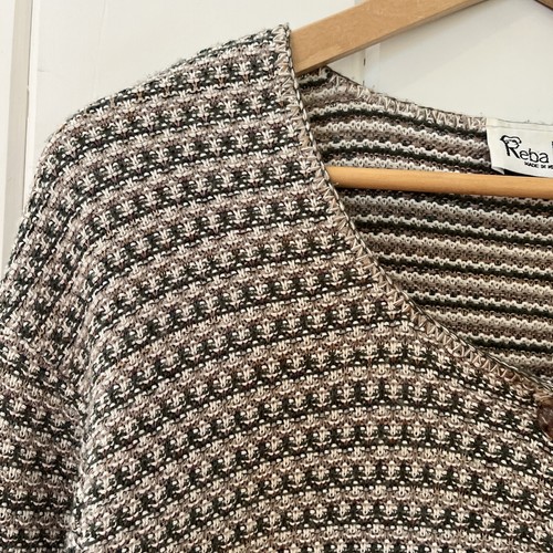 Vintage 80's USA Made Reba Rose Textured Knit Cardigan XL Button Sweater - Picture 2 of 11