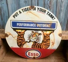 Vintage 1962 ESSO Tiger In Your Tank Porcelain Metal Gas Pump Plate Sign
