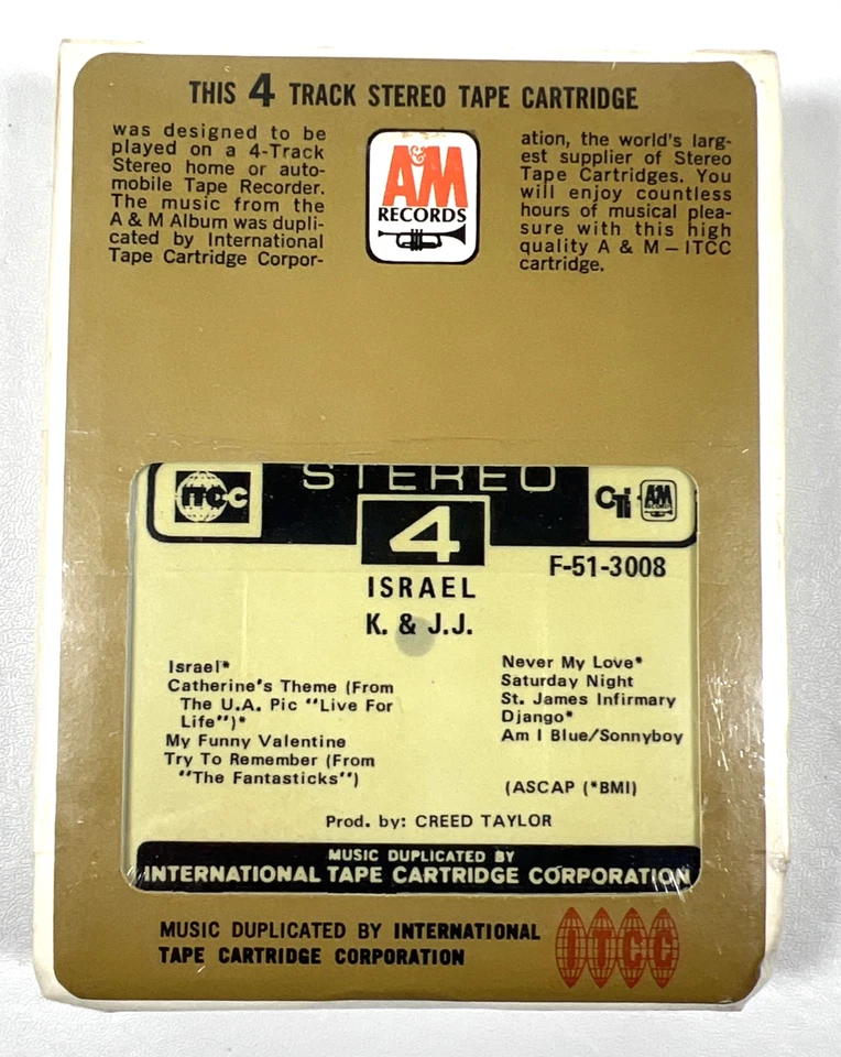 NOS SEALED 4 Track Tape Cartridge - Israel - K. & J. J. (Kia Winding JJ Johnson) - Image 3 of 4