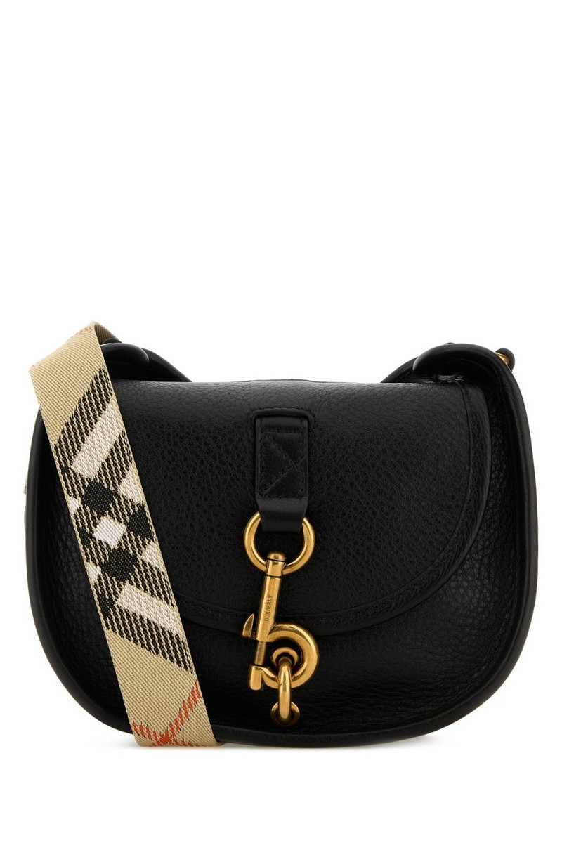 BURBERRY B Clip Black Leather Messenger Bag New | eBay