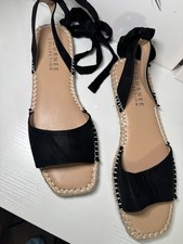 Journee Collection Women's Sandals Black Tie Ankle Strap Synthetic Upper S9.5