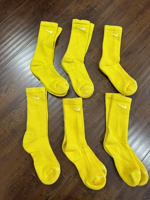 Nike Every Day Dri Fit Plus Cushioned Training Crew Yellow Socks - Six Pairs