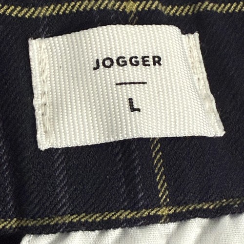 Pacsun Jogger Pants Mens Large Navy Blue Yellow Plaid Drawstring Stretch Comfy - Picture 10 of 12