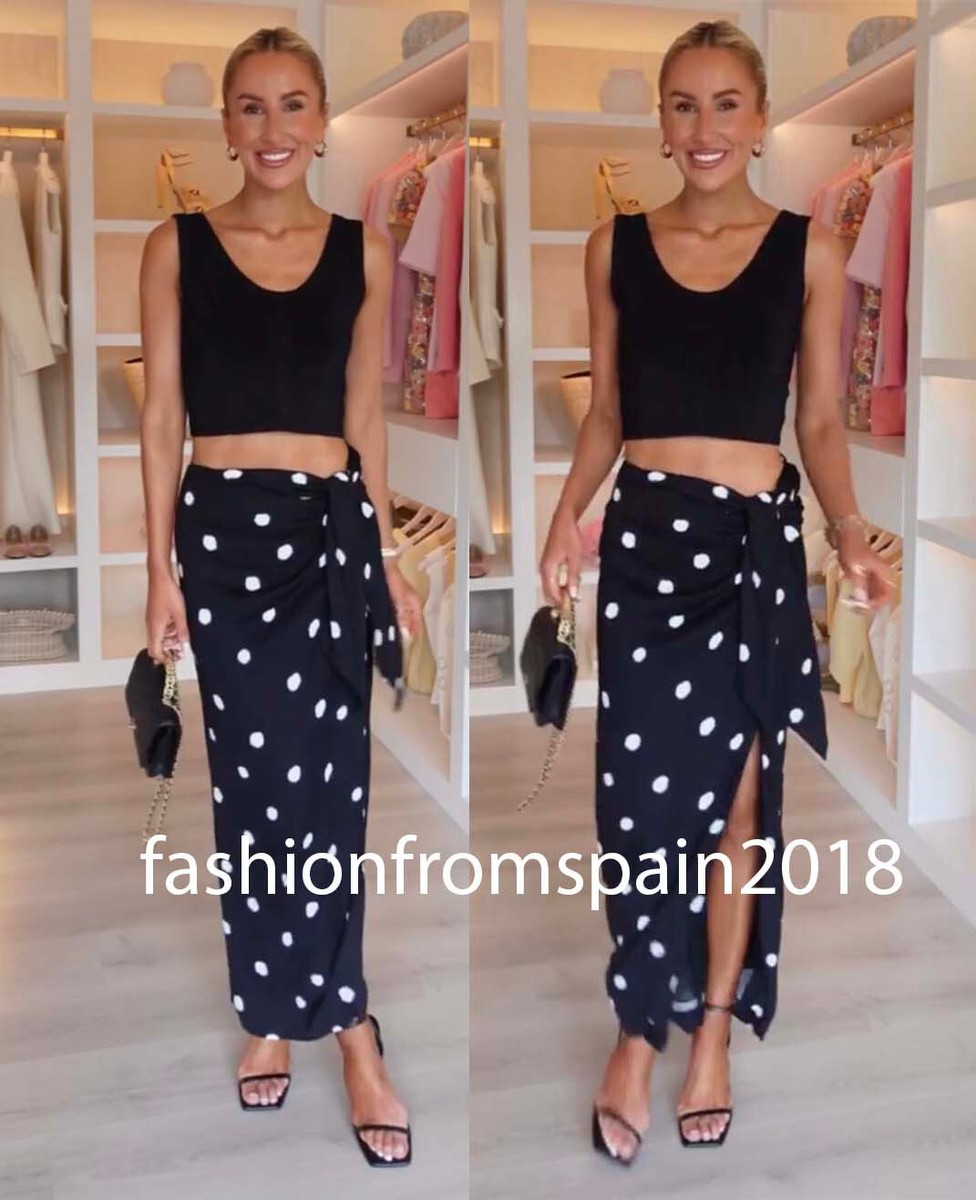 【PORTERNA】Raygle Dot Mid Length Skirt ZARA NEW WOMAN MID RISE ZW POLKA DOT MIDI SKIRT BLACK ECRU