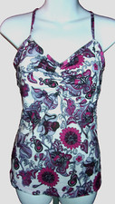 prAna Women's Strappy Racerback Tank Top, Shelf Bra, sz Small - Purples / Floral