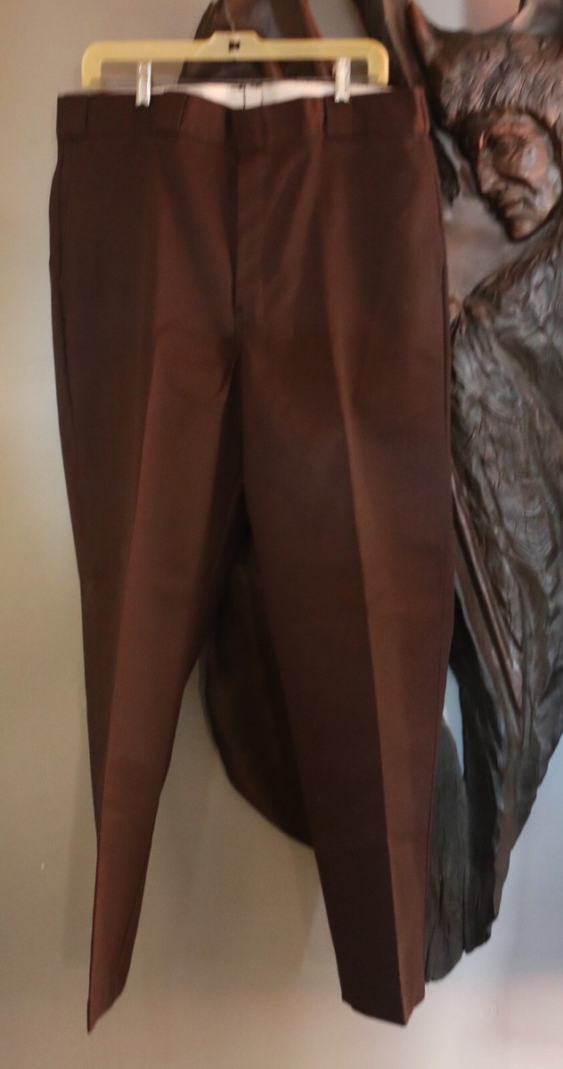 Vintage USA Made Dickies dark BROWN Chino Pants Zip 38 x 30