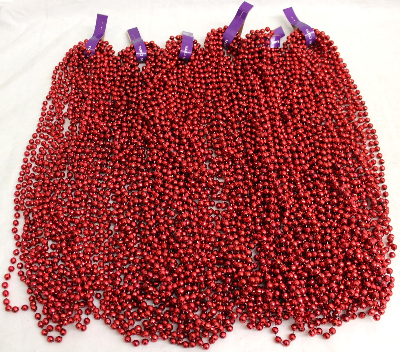 Mardi Gras Beads Red Disco 33 in 60 dz Throw Spirit Bead Necklaces 720 Strands