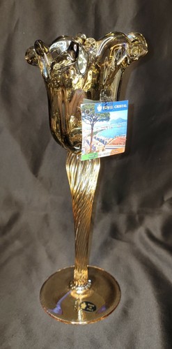 White Cristal Murano Art Glass Candle Holder Made In Italy - Picture 4 of 5