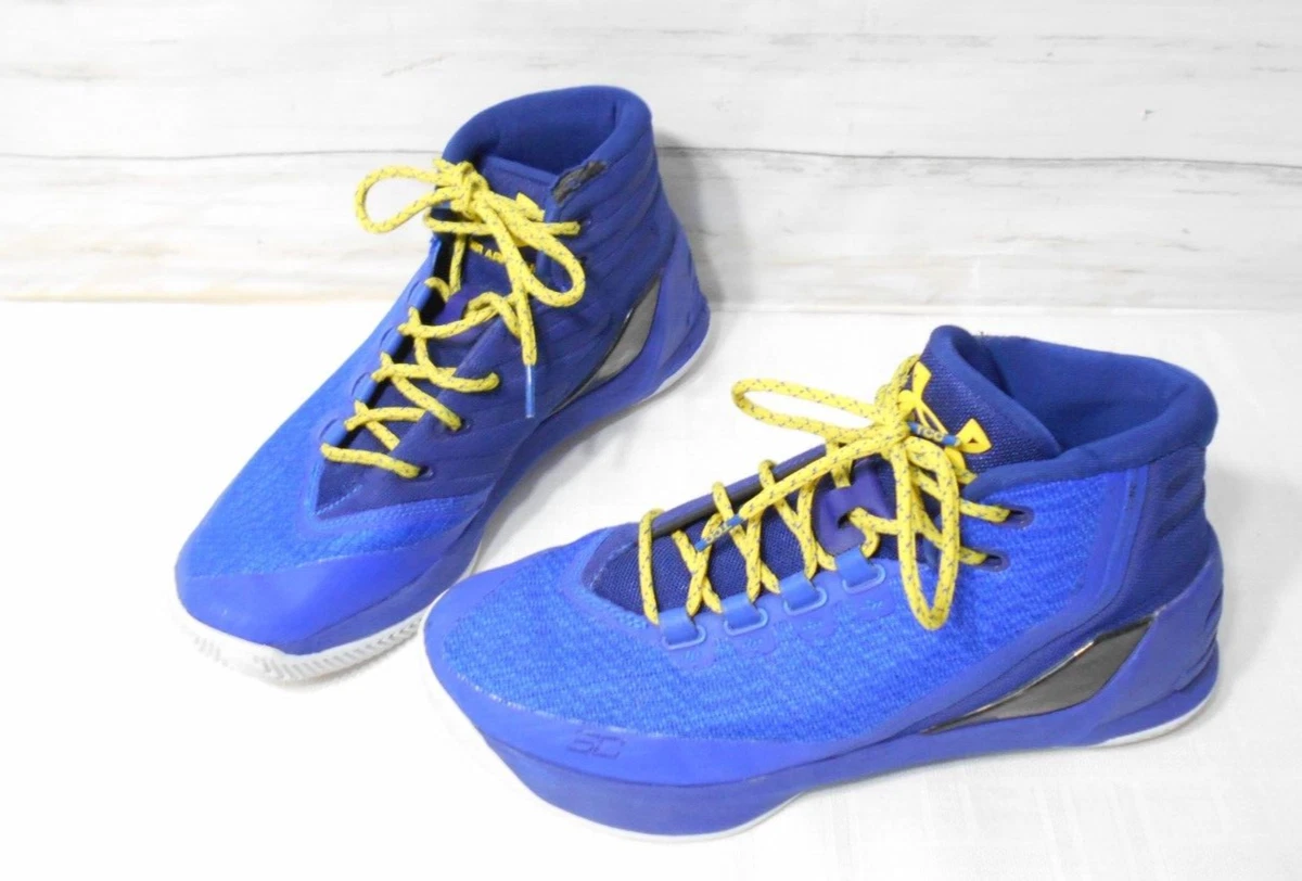 Under Armour Curry 3 Steph basketball shoes Sz. 8 Mens UA warriors GSW Blue Gold