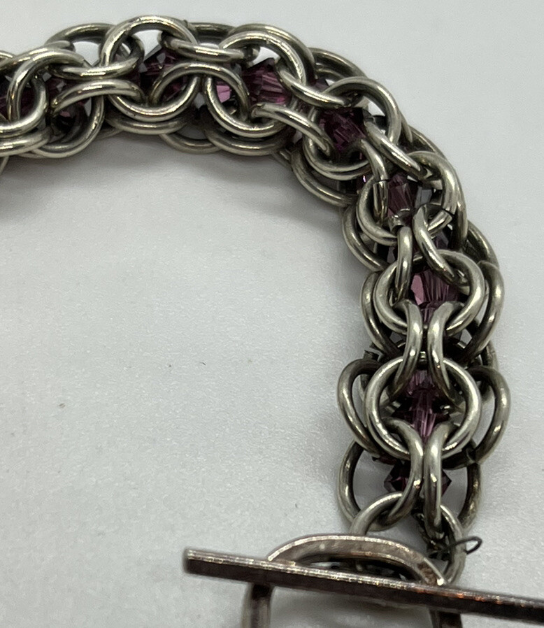 Sterling silver woven interlocking toggle bracele… - image 2