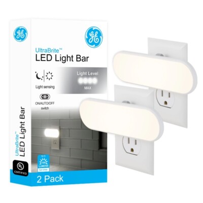 General Electric UltraBrite Light LED Bar,2 Pack,Plug in,100 Lumens,Dusk to Dawn