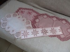 Hardanger: 4 Tischdecken Hardanger Handarbeits Decke rose