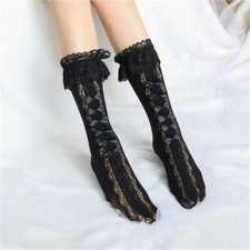 Mädchen Lolita Kurz Socken Schleifenknopf Spitze Rüschen Süß Japanisch Harajuku