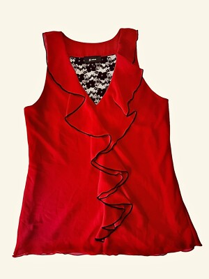 B. Wear Women s Red Top Black Lace At Back Medium Sleeveless PO EXL CND FREE RTN