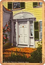 METAL SIGN - Massachusetts Postcard - Emily Post doorway, Edgartown, Mass.