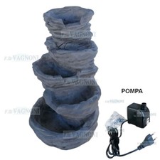 Fontana cascata completa di pompa laghetto vasca in cemento e marmo roccia cm100