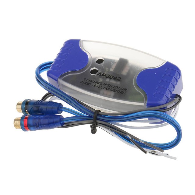Car Stereo Audio Speaker Wire to 2 RCA Line Level Converter Adaptor High/Low