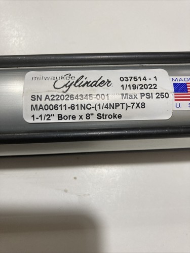 🏁MILWAUKEE CYLINDER MA00611-61NC-(1/4NPT)-7X8. 1-1/2” Bore, 8” Stroke - Picture 2 of 7