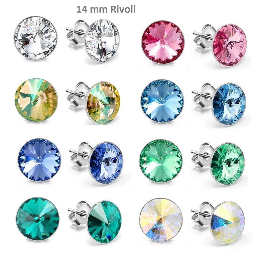 14 mm Swarovski Ohrstecker mit Swarovski Rivoli Kristalle, Ohrringe Damen Ohrsch - Bild 2 von 4