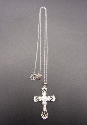JTV Cross Pendant Cubic Zirconia Bella Luce Rhodium over Sterling Silver Chain