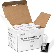 Betus 12Pcs Long Lasting 25 Watt Dimmable E12 Socket Warm White Salt Lamp Bulb