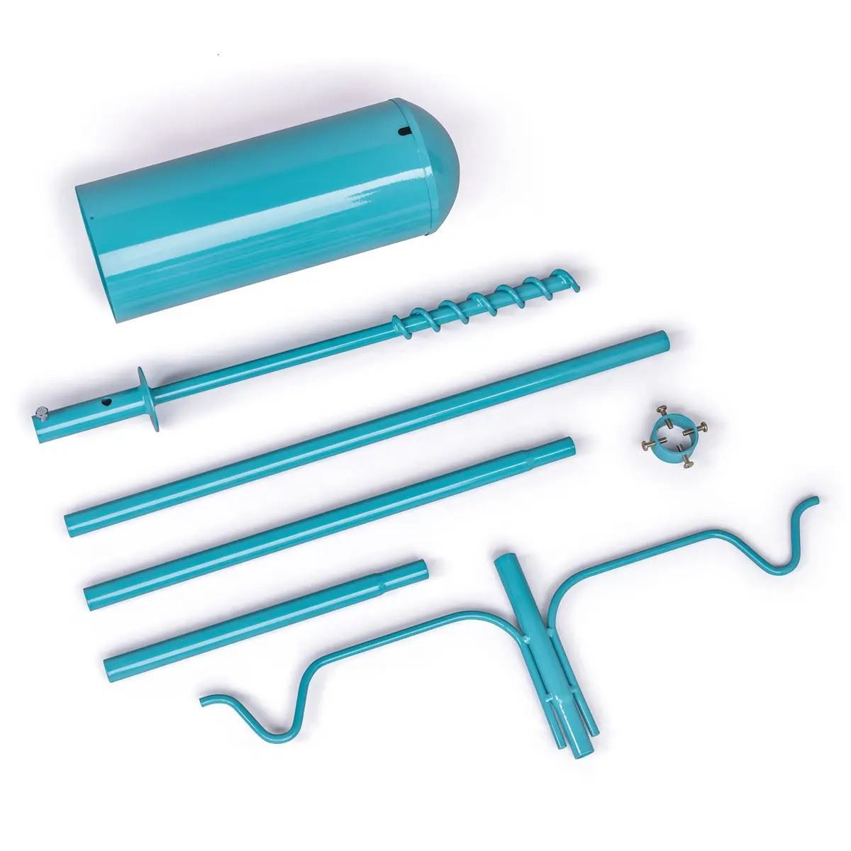 2 ARM COMPLETE BIRD FEEDER POLE SET WITH SQUIRREL BAFFLE IN TEAL CPPL2-TP