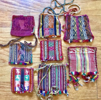 Lovely Bundle Of Authentic, Bolivian Indian Hand Woven, Natural Dyes, Pouches