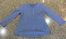 Chaps Womens Medium Blue Polka Dot Long Sleeve Casual Shirt With Buttons Up Top