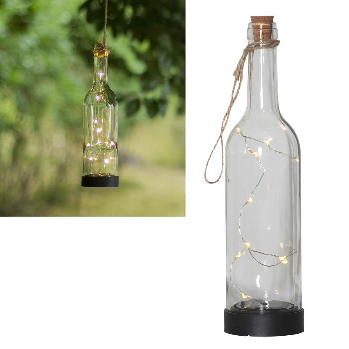 LED Solar Hänge-Lampe Flaschenlicht-Leuchte BOTTLE Lichterkette Flasche hängend