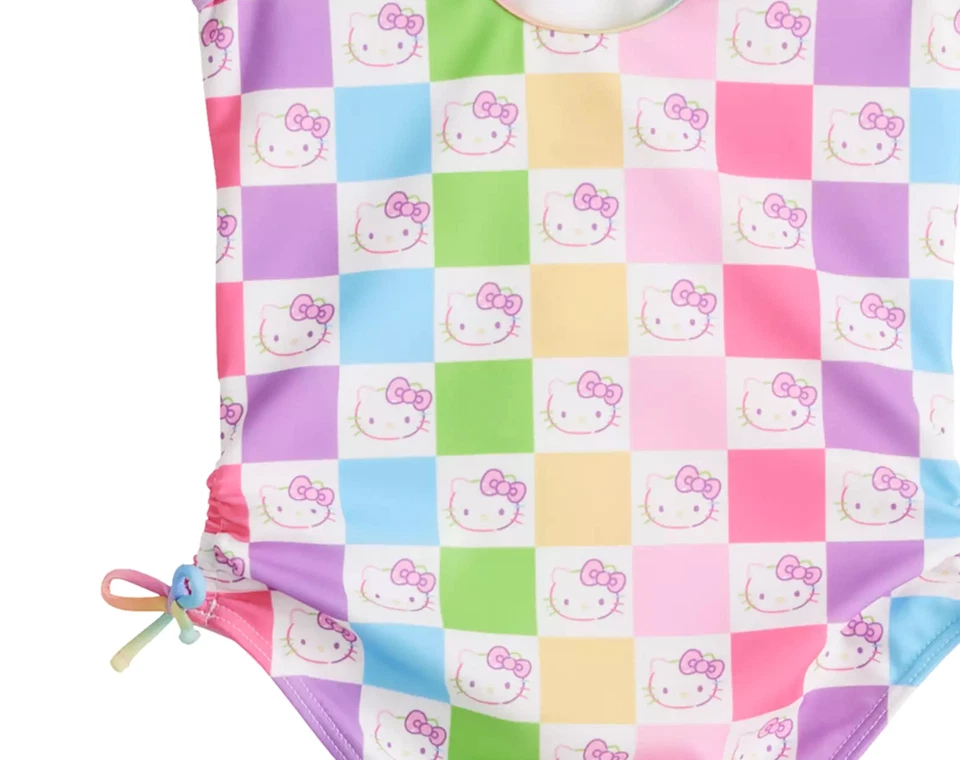 Hello Kitty Swimsuit Tankini Bikini Swim Girls 4 5 6 6X NWT Sanrio Cut Out NEW - Image 3 of 4