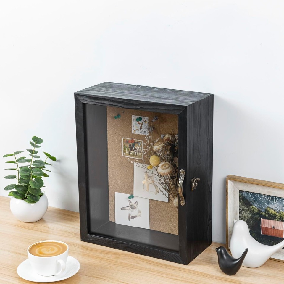 11x14 Wall Mounted Black Wood Shadow Box w/ Clear Acrylic Front Window ...