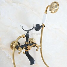 Black Gold Color Brass Wall Mount Clawfoot Bath Tub Faucet With Handheld Shower