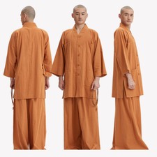 Shaolin Buddhist Monk Meditation Cotton Linen Everyday Robe Gown Kung Fu Suit