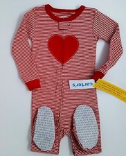 NWT Carter's Sleepwear Girls Heart/Striped Cotton FOOTED 1-Pc PJs 2T, 3T, 5T