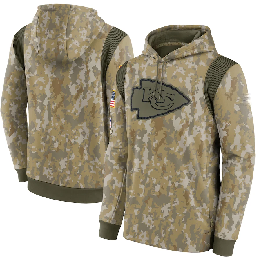 Kansas City Chiefs Hoodie Camo Salute To Service Therma Pullover Sweatshirt