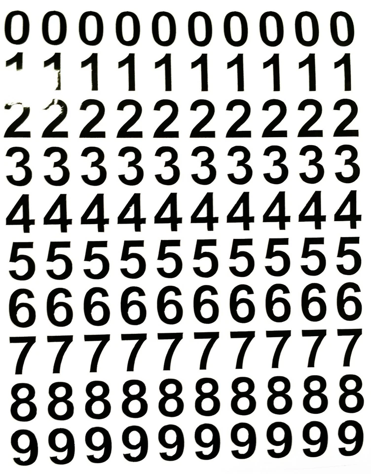 100 NUMERI VINILE/PLASTICA AUTOADESIVI NERI 0-9 1/2" ALTO arti e mestieri, segni