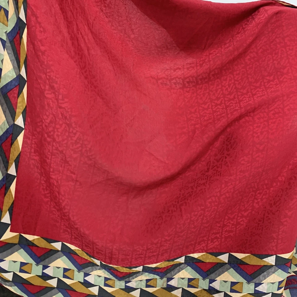 Bufanda de seda cuadrada enrollada a mano roja a cuadros Missoni 36/33 pulgadas #A17 Foto 2 de 3