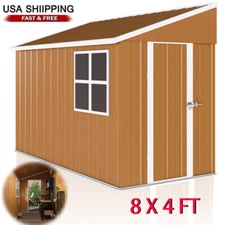 8'x4' Ft Outdoor Tool Shed 148 CuFT Metal Backyard Patio Storage w/ 3 Doors Vent