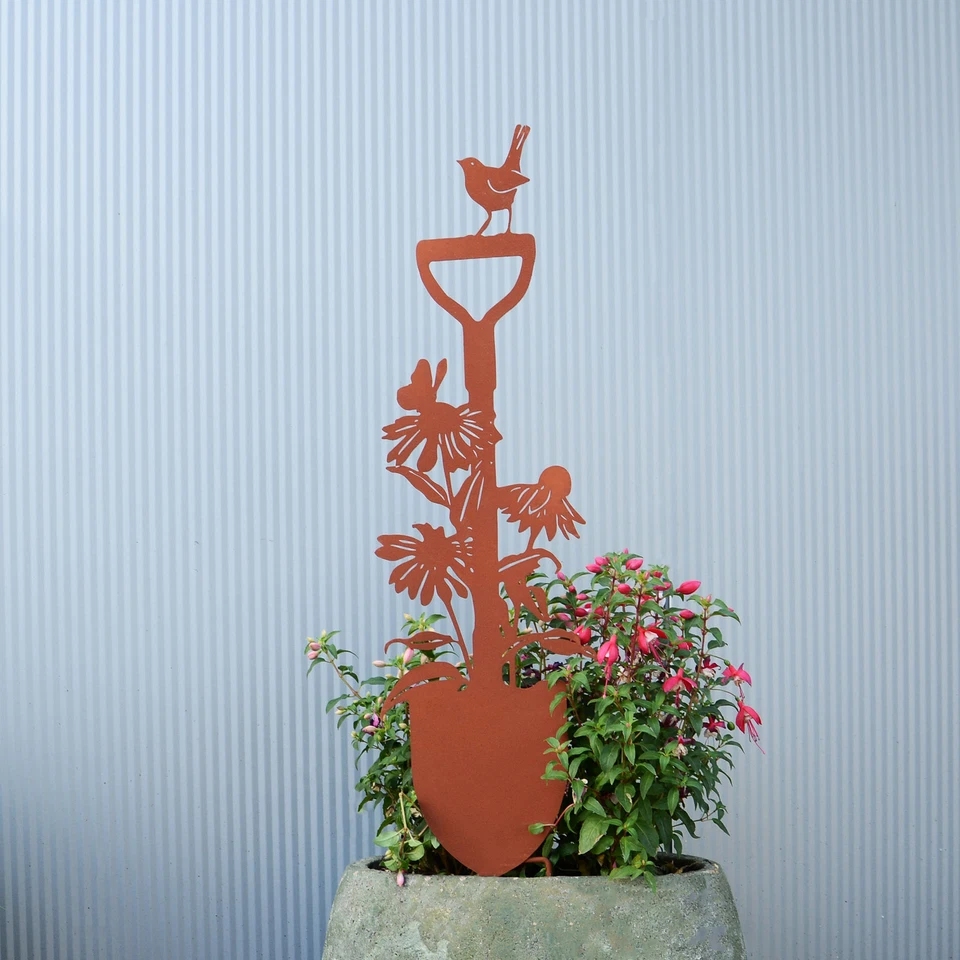 UNUS® Gartendeko Gartenstecker aus Edelrost Metall Spaten - Bild 3 von 4