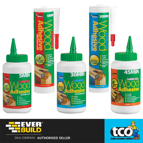Everbuild Lumberjack PU Wood Adhesive 5 Min / 30 Min / 45 Min x2 x4